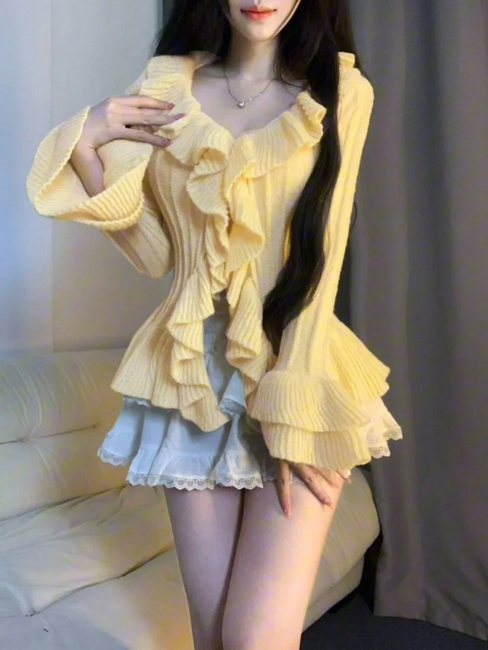 Yellow Casual Women's Knit Top